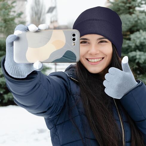 SATINIOR 56 Pieces Bulk Winter Beanies Gloves Set Touchscreen Gloves Hats Combo Pack for Winter Homeless Men Women in Saudi Arabia