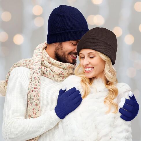 SATINIOR 56 Pieces Bulk Winter Beanies Gloves Set Touchscreen Gloves Hats Combo Pack for Winter Homeless Men Women in Saudi Arabia