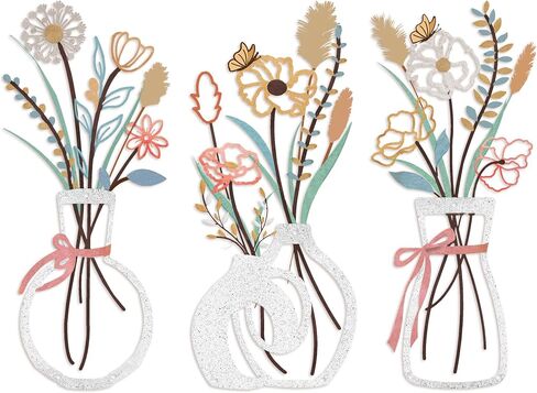 3PCS Metal Flowers Wall Decor for Living Room-Boho Floral Wall Art for Kitchen-Rustic Work for Farmhouse Dining Room Coquette Bathroom Laundry Room and Office Wall Sculptures,3D Bow Wall Art in Saudi Arabia