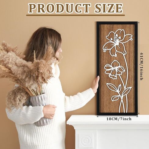 Wesiti 3D Wooden Floral Wall Art Set of 4 Lightweight Ready to Hang Framed Flower Wall Decor for Living Room Bedroom Office Boho Botanical Rustic Farmhouse Decorations Gift Boxed in Saudi Arabia