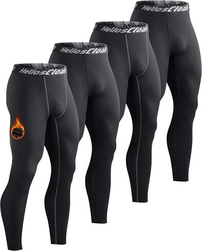 4 Pack Men's Thermal Compression Pants Fleece Lined Sports Tights Leggings Winter Athletic Baselayer Bottoms in Saudi Arabia