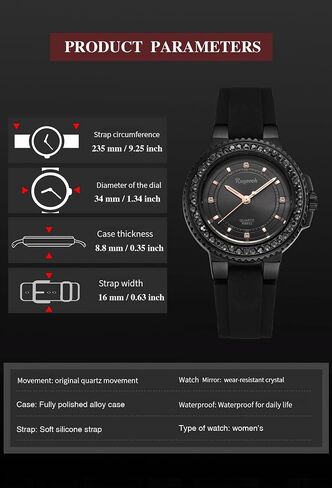 Women's Watch,Crystal Bezel,Quartz Watch for Ladies Female Bling Rhinestone Variety Colors Waterproof Analog Wrist Watches in Saudi Arabia