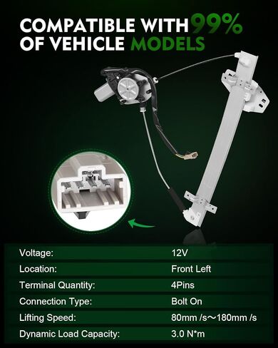 Front Left Driver Side Power Window Regulator with Motor for:-Honda Civic 2001 2002 2003 2004 2005, Fit for Civic 01 02 03 04 05 with 4 Pins OE# 741-300 741300 72250S5PA02 6601088 in Saudi Arabia