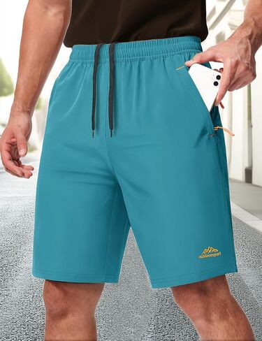 Men's Hiking Shorts 9" Quick Dry Lightweight Running Shorts Zipper Pockets Workout Athletic Shorts in Saudi Arabia
