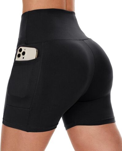 2 Pack Womens Biker Shorts with Pocket High Waisted Yoga Shorts Black in Saudi Arabia