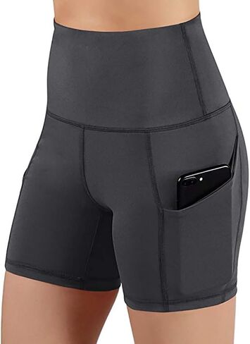 2 Pack Womens Biker Shorts with Pocket High Waisted Yoga Shorts Black in Saudi Arabia