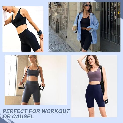 2 Pack Womens Biker Shorts with Pocket High Waisted Yoga Shorts Black in Saudi Arabia