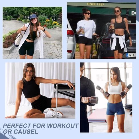 2 Pack Womens Biker Shorts with Pocket High Waisted Yoga Shorts Black in Saudi Arabia