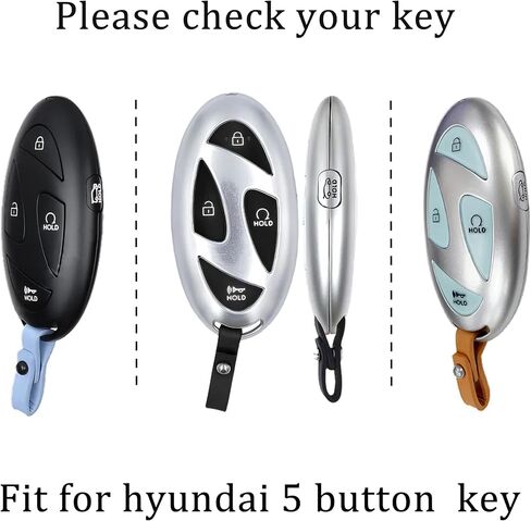 غطاء مفتاح فوب بخمسة أزرار لسيارة Hyundai 2024-2025 Tucson Elantra Santa Fe Kona Sonata IONIQ، واقي حافظة مفاتيح السيارة من مادة TPU مع سلسلة مفاتيح مضادة للخسارة، أسود in Saudi Arabia