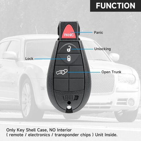 Key Fob Cover Shell Case Replacement 4 Buttons Key Fob Remote Control Shell Case - Compatible for Chrysler 300 2008-2010 for Dodge Dart 2013-2016 in Saudi Arabia