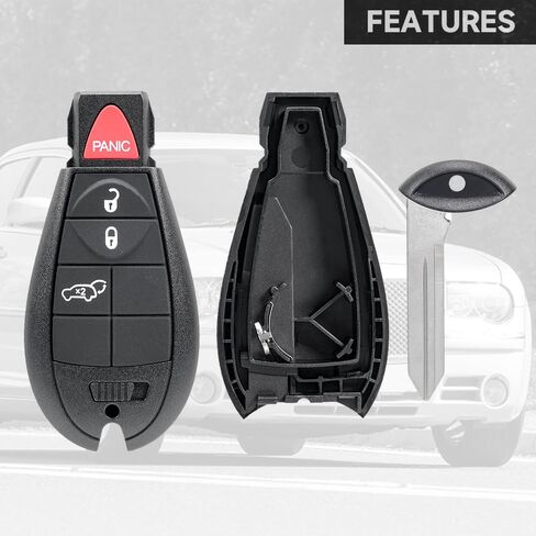Key Fob Cover Shell Case Replacement 4 Buttons Key Fob Remote Control Shell Case - Compatible for Chrysler 300 2008-2010 for Dodge Dart 2013-2016 in Saudi Arabia