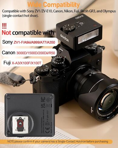Godox IM30 Camera Flash, Mini Flash Speedlite, GN15 with 7 Levels Flash Power, CCT 6000K±200K with S1/S2 Optical Control for Fuji/Sony/Nikon/Canon/Olympus Camera in Saudi Arabia