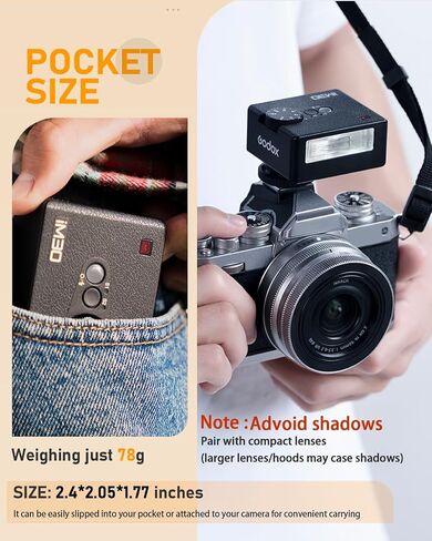 Godox IM30 Camera Flash, Mini Flash Speedlite, GN15 with 7 Levels Flash Power, CCT 6000K±200K with S1/S2 Optical Control for Fuji/Sony/Nikon/Canon/Olympus Camera in Saudi Arabia