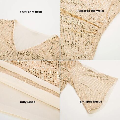 Sequin Tops for Women Elegant Sparkly Glitter Dressy Shirts Flared Sleeve V Neck Blouses Ruched Slim Party Club Shirt in Kuwait