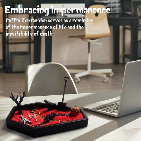 حديقة زن التابوت للمكتب 7 × 9 بوصة مجموعة حديقة زن الصغيرة ملحقات القوطي لمكتب الهالوين تابوت ديكور عصبي علبة رمل هدايا مخيفة ديكور قوطي للرجال والنساء in Saudi Arabia