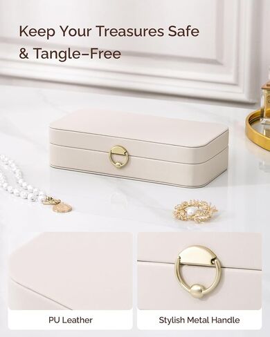 Travel Jewelry Case, Portable Jewelry Box with Ear Stud Board Design, Jewelry Travel Organizer for Rings Necklaces Earrings Bracelets, Travel Jewelry Organizer Case for Women, Light Taupe in Saudi Arabia