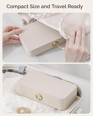 Travel Jewelry Case, Portable Jewelry Box with Ear Stud Board Design, Jewelry Travel Organizer for Rings Necklaces Earrings Bracelets, Travel Jewelry Organizer Case for Women, Light Taupe in Saudi Arabia