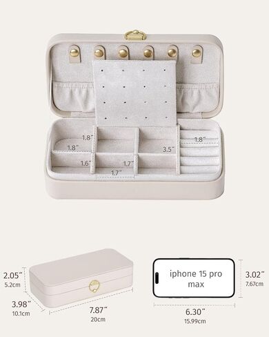 Travel Jewelry Case, Portable Jewelry Box with Ear Stud Board Design, Jewelry Travel Organizer for Rings Necklaces Earrings Bracelets, Travel Jewelry Organizer Case for Women, Light Taupe in Saudi Arabia