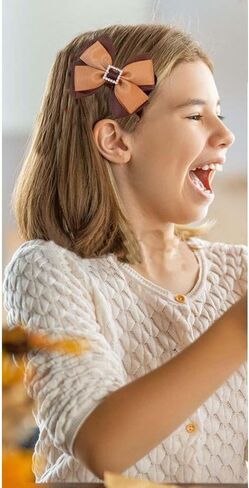 Girls Halloween Pumpkin Hair Clip Hair Bow Hairpin Halloween Hair Accessories for Women Toddler Kids WJR39 (Brown Turkey) in Kuwait