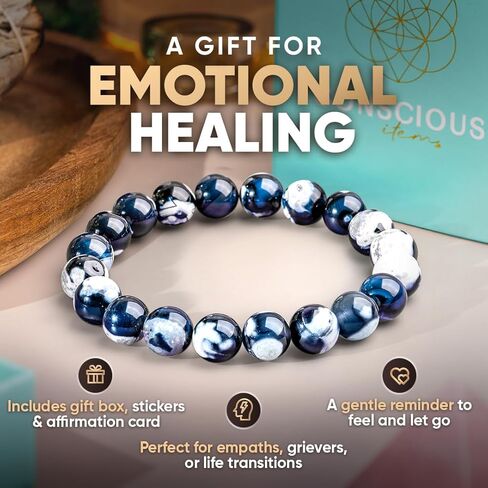 Conscious Items Healing & Calm Natural Stone Bracelets for Women & Men, Healing Crystal Bracelet for Stress, Inner Peace & Emotional Balance in Kuwait