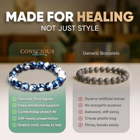 Conscious Items Healing & Calm Natural Stone Bracelets for Women & Men, Healing Crystal Bracelet for Stress, Inner Peace & Emotional Balance in Kuwait