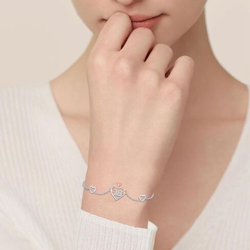 15th/16th/18th/50th/60th/80th Birthday Gifts for Women Daughter Wife Mom 925 Sterling Silver 18 Year Old Birthday Gifts Heart Rose Flower Adjustable Bracelet Mothers Day Anniversary Christmas Jewelry in Saudi Arabia