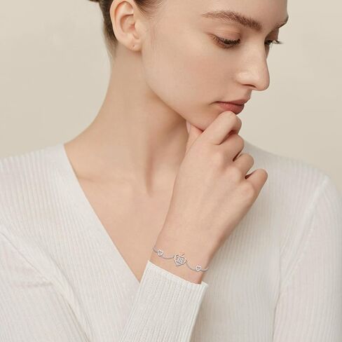 15th/16th/18th/50th/60th/80th Birthday Gifts for Women Daughter Wife Mom 925 Sterling Silver 18 Year Old Birthday Gifts Heart Rose Flower Adjustable Bracelet Mothers Day Anniversary Christmas Jewelry in Saudi Arabia