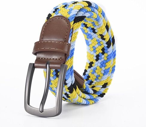 Woven Pants Belt Men's Braided Stretch Belt Woven Elastic with Trim and Metal Buckle for Casual and Formal Wear in Saudi Arabia