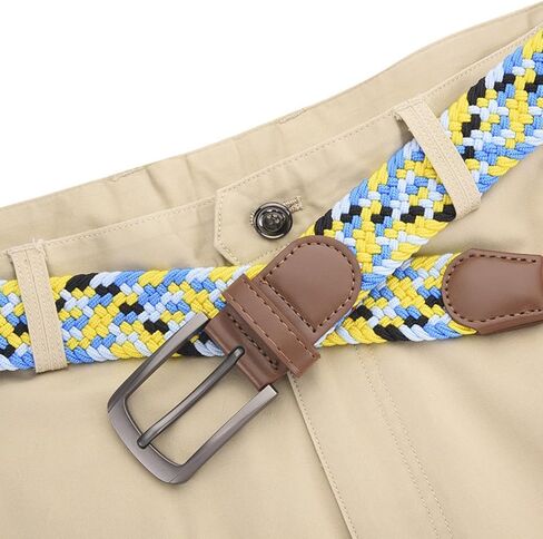 Woven Pants Belt Men's Braided Stretch Belt Woven Elastic with Trim and Metal Buckle for Casual and Formal Wear in Saudi Arabia