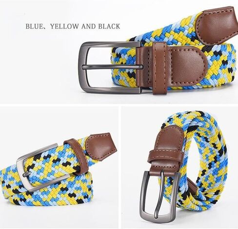 Woven Pants Belt Men's Braided Stretch Belt Woven Elastic with Trim and Metal Buckle for Casual and Formal Wear in Saudi Arabia