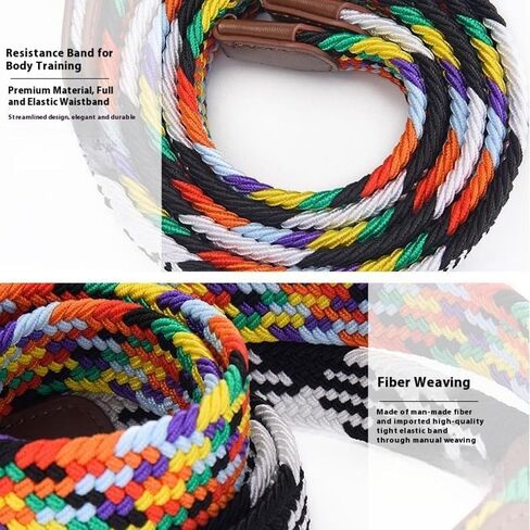 Woven Pants Belt Men's Braided Stretch Belt Woven Elastic with Trim and Metal Buckle for Casual and Formal Wear in Saudi Arabia