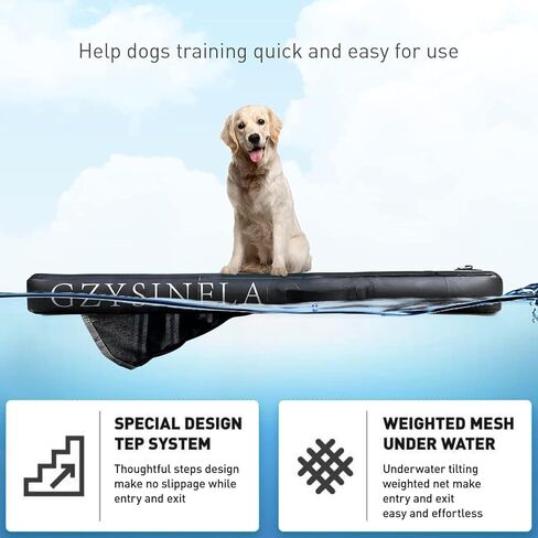 Inflatable Large Dog Water Ramp Float Floating Ramp-Swimming Pets Up to 200 Pounds Large Dogs-Inflatable Stairs for Boats, Docks, with Pump/Rope/Repair Kit - PVC Anti-Slip Fabric in Kuwait