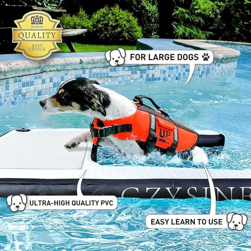 Inflatable Large Dog Water Ramp Float Floating Ramp-Swimming Pets Up to 200 Pounds Large Dogs-Inflatable Stairs for Boats, Docks, with Pump/Rope/Repair Kit - PVC Anti-Slip Fabric in Kuwait