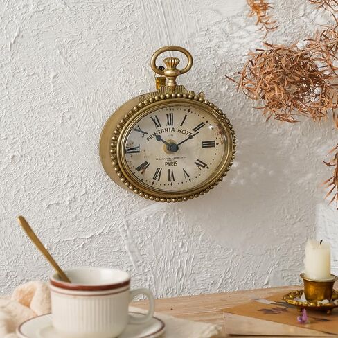 NIKKY HOME Small Vintage Gold Wall Clock 4.7 Inch, Battery Operated Silent Retro Metal Oval Analog Clock for Bathroom Kitchen Living Room Bedroom Office in Saudi Arabia