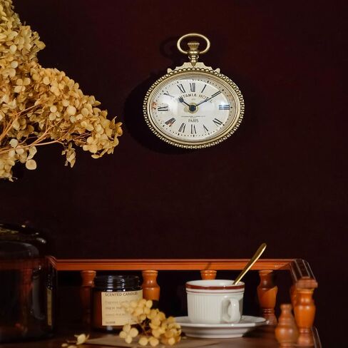 NIKKY HOME Small Vintage Gold Wall Clock 4.7 Inch, Battery Operated Silent Retro Metal Oval Analog Clock for Bathroom Kitchen Living Room Bedroom Office in Saudi Arabia