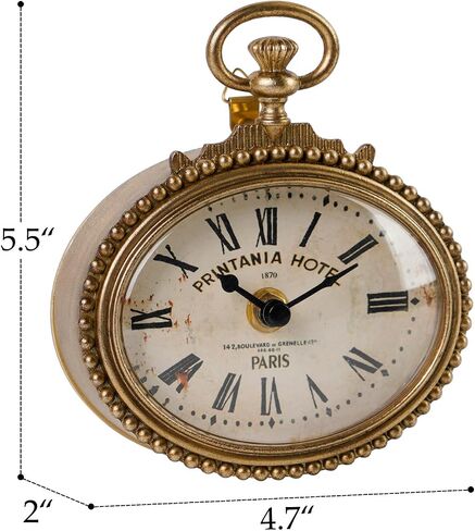 NIKKY HOME Small Vintage Gold Wall Clock 4.7 Inch, Battery Operated Silent Retro Metal Oval Analog Clock for Bathroom Kitchen Living Room Bedroom Office in Saudi Arabia