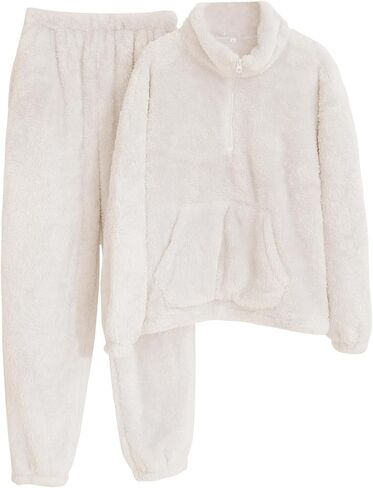 PEHMEA Winter Warm Fluffy Pajamas Sets for Women, Cozy Half Zip Pullover with Fleece Pjs Pants Thermal Sleepwear Loungewear in Saudi Arabia