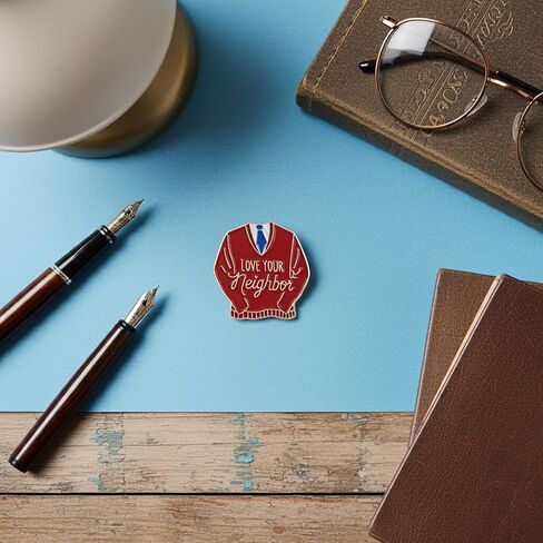 Mr. Rogers Love Your Neighbor Red Enamel Pin, Iconic Cardigan Design in Saudi Arabia