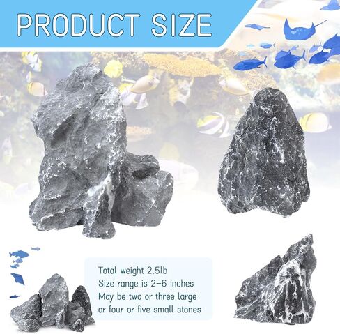 2.5lb Natural Dragon Stones, Aquarium Rocks Decoration Aquascaping Stone Landscaping Model for Fish Tank Decor Terrariums Paludariums Reptile Enclosures Gardens, 2-4 inches in Saudi Arabia
