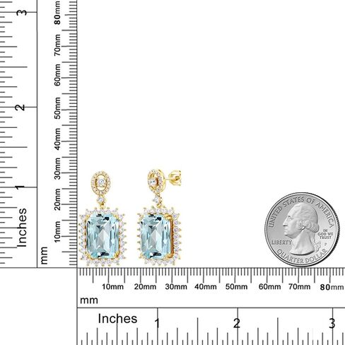 Gem Stone King 18K Yellow Gold Plated Silver Purple Amethyst Dangle Earrings For Women (13.10 Cttw, Gemstone February Birthstone, Emerald Cut 14X10MM) in Saudi Arabia