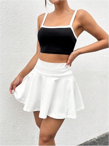 Verdusa Women's High Waisted A Line Ruffle Skorts Fitted Mini Skirt with Built in Shorts in Saudi Arabia