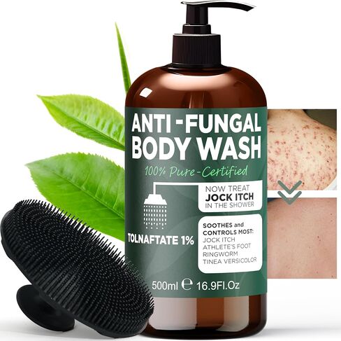 Body Scrub | Tea Tree Oil Scrub with Manuka Honey and Salicylic Acid | Fights Jock Itch, Acne, Rashes & Body Odor | Anti Fungal Natural Body Exfoliator for Men and Women with Free Scrubber Brush in Saudi Arabia
