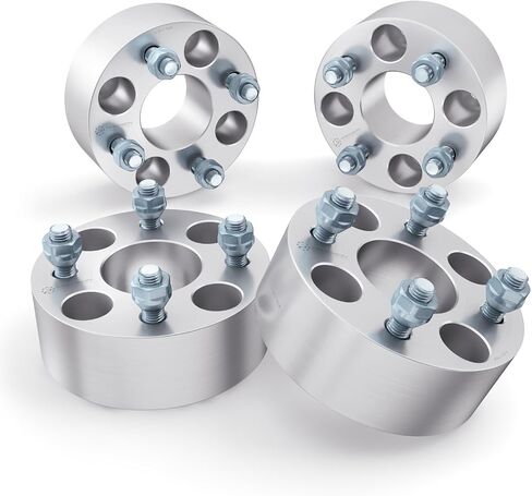 RockTrix 4x4 Wheel Spacers, 1 inch Thick Golf Cart Wheel Spacers Compatible with EZ GO EZGO Club Car, 1/2"x20 Studs Nuts, 4x101.6 to 4x101.6 Silver Adapters, 62mm Hub Bore, Set of 2 in Saudi Arabia