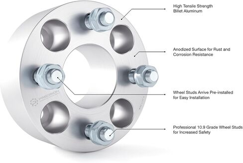 RockTrix 4x4 Wheel Spacers, 1 inch Thick Golf Cart Wheel Spacers Compatible with EZ GO EZGO Club Car, 1/2"x20 Studs Nuts, 4x101.6 to 4x101.6 Silver Adapters, 62mm Hub Bore, Set of 2 in Saudi Arabia