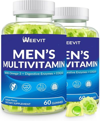 Mens Multivitamins Gummies, Omega 3, CoQ10, Turmeric, Lycopene, Digestive Enzymes, Daily Mens Vitamins A C D E B6 B12, Methylated Multivitamin for Men - Energy, Immunity, Sugar Free, Vegan in Saudi Arabia