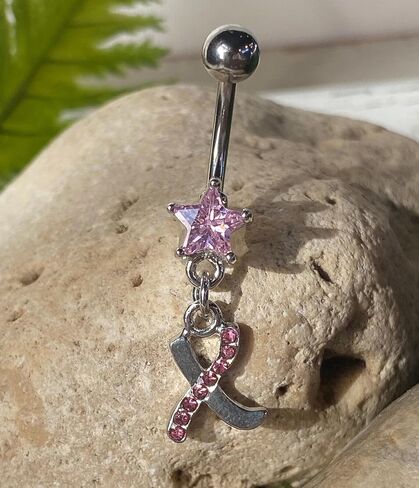 1 Piece Unique Initial Metro Style Pink CZ Gems Belly Ring - Navel Letter - Body Jewelry in Saudi Arabia