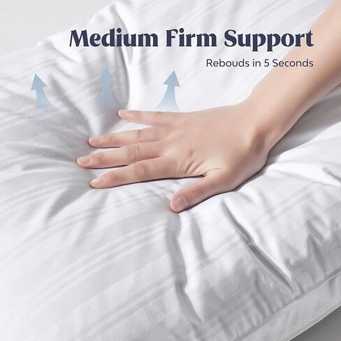 puredown® Goose Feather Down Pillow with 2 Pillowcases, Soft Fluffy Medium Firm Luxury Hotel Collection Pillow for Sleeping, Bed Pillows Queen Size Set of 2 for Side Back, Stomach or Sleeper. in Kuwait