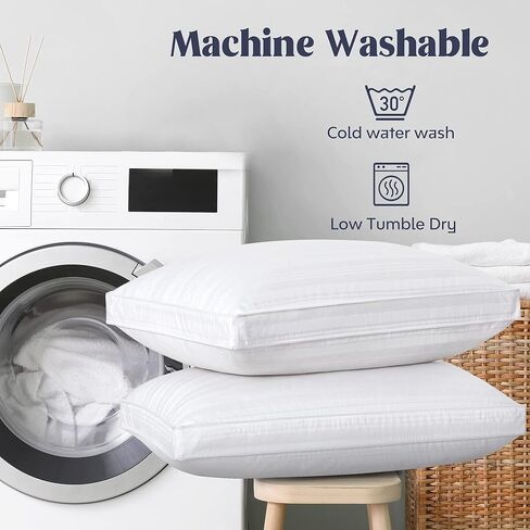 puredown® Goose Feather Down Pillow with 2 Pillowcases, Soft Fluffy Medium Firm Luxury Hotel Collection Pillow for Sleeping, Bed Pillows Queen Size Set of 2 for Side Back, Stomach or Sleeper. in Kuwait