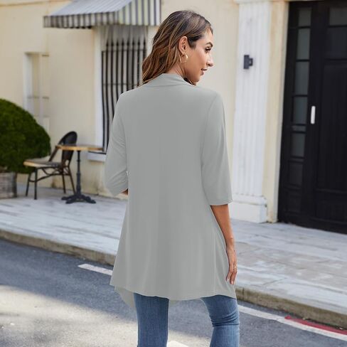 Women's Lightweight Cardigan Open Front Casual Comfy Loose 3/4 Sleeve Soft Cardigans in Saudi Arabia