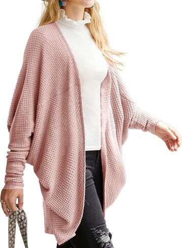 DOUBLJU Open Front Cardigan Oversized Batwing Chunky Long Sleeve Casual Long Knitted Sweater Jacket for Womens with Plus Size in Saudi Arabia